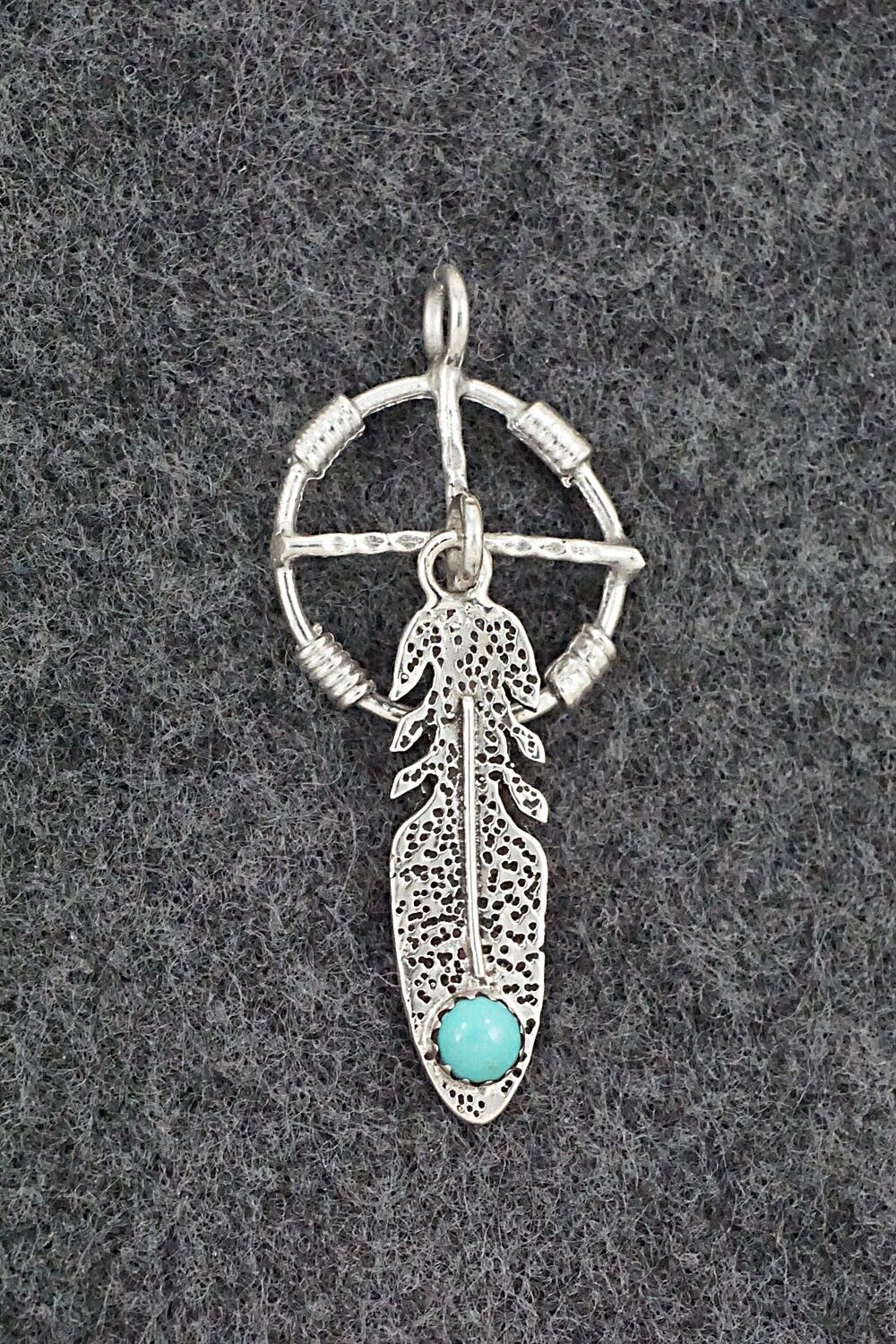 Turquoise & Sterling Silver Pendant - Kenny Lonjose