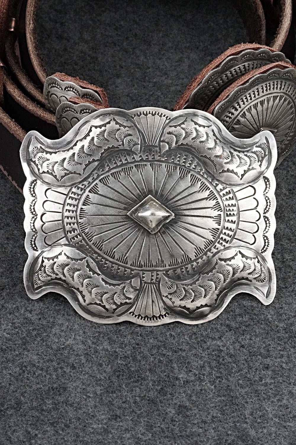 Sterling Silver & Leather Concho Belt - Dan Morgan