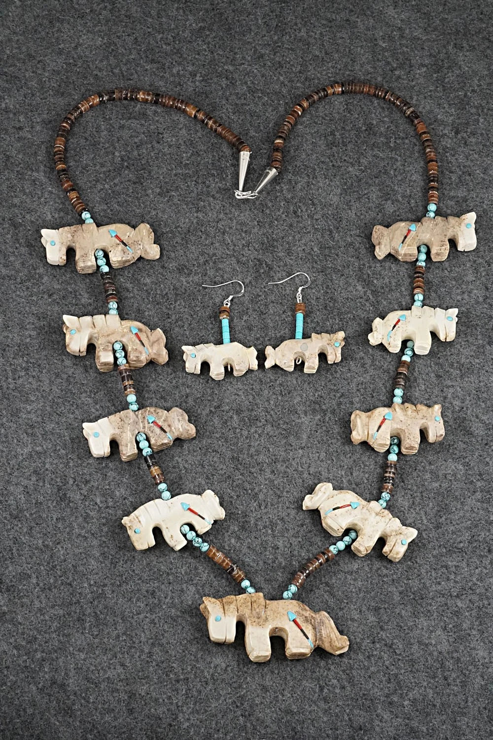 Multi-Stone Horse Fetish & Sterling Silver Necklace Set - Dannette Laate
