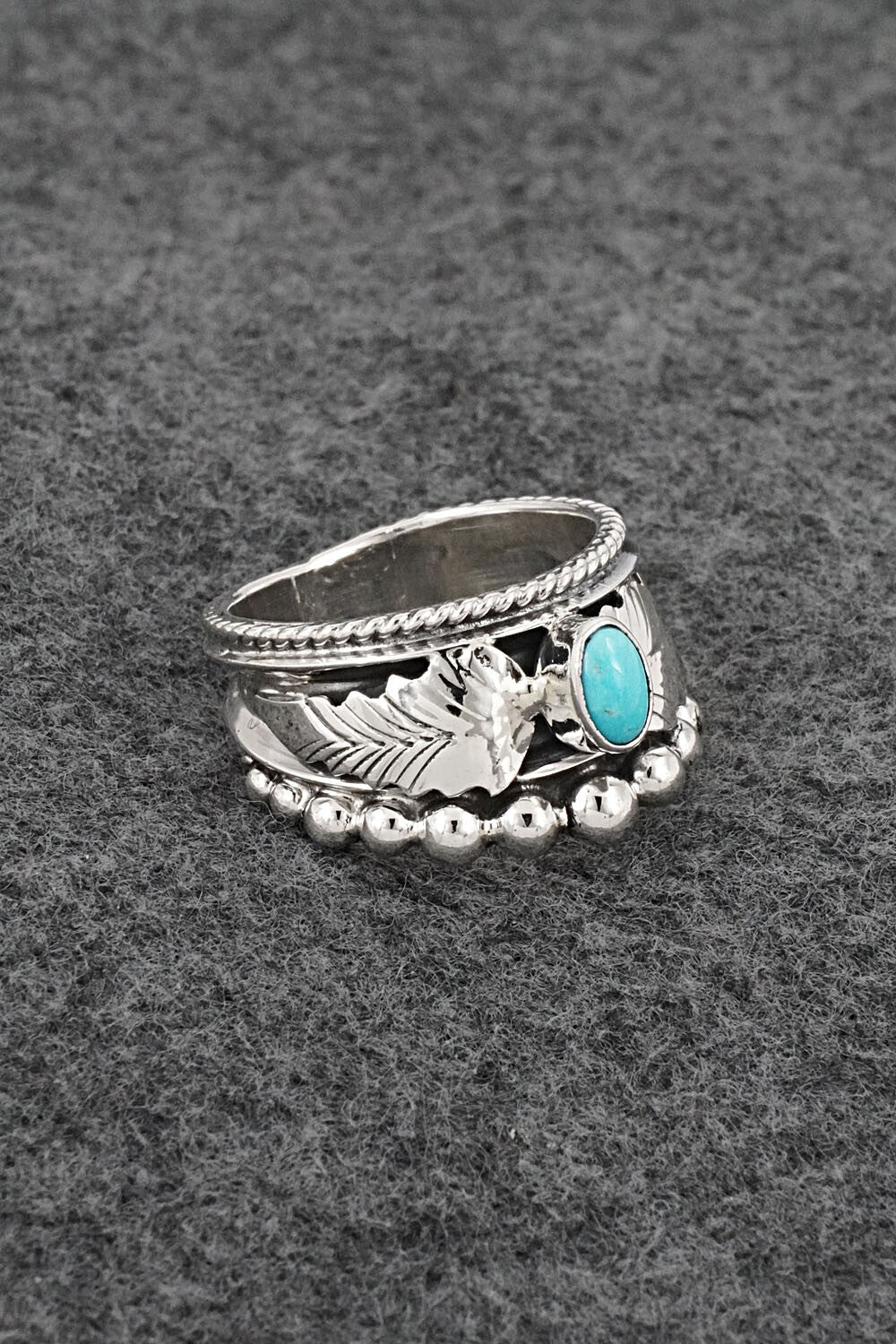 Turquoise & Sterling Silver Ring - Tom Lewis - Size 8.5