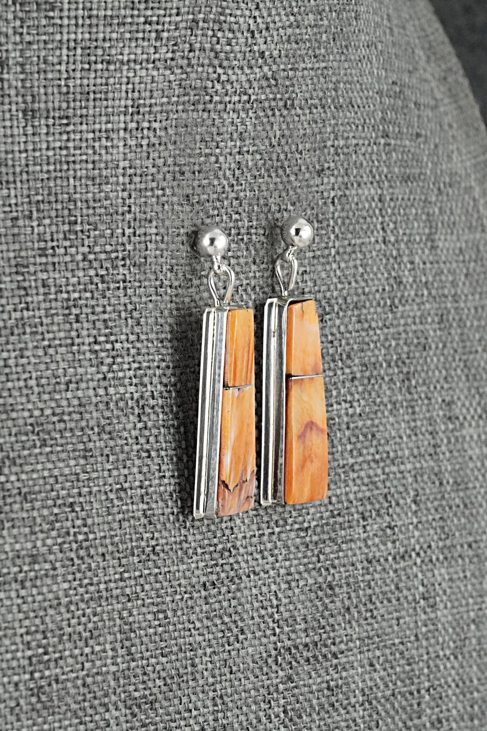 Spiny Oyster & Sterling Silver Earrings - Brenda Pete