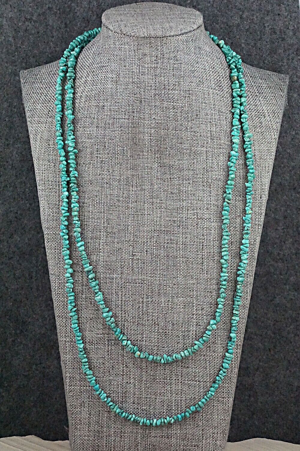 Turquoise & Sterling Silver Necklace 48" - Doreen Jake