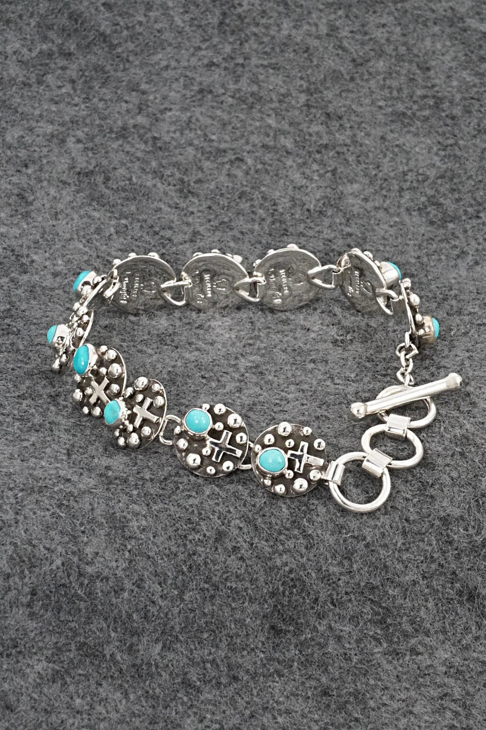 Turquoise & Sterling Silver Link Bracelet - Akee Douglas