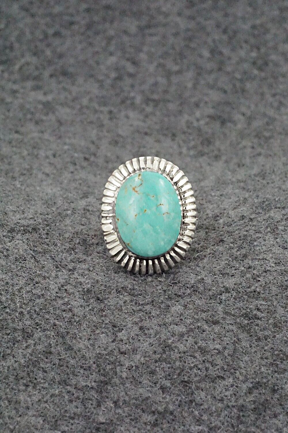 Turquoise & Sterling Silver Ring - Kenny Lonjose - Size 6.75