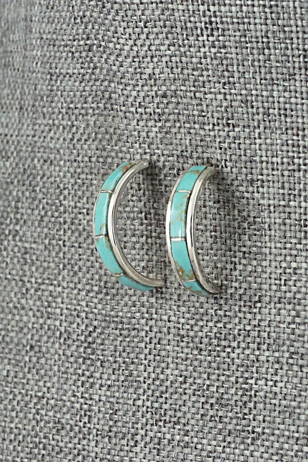 Turquoise & Sterling Silver Hoop Earrings - Alton Tom