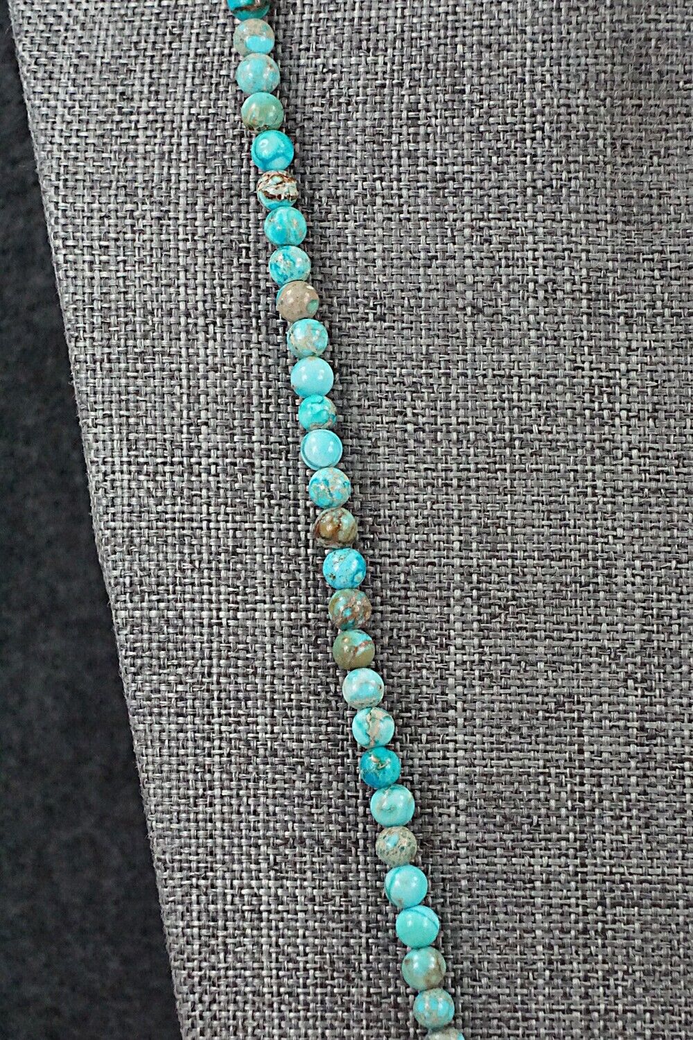 Turquoise, Shell & Sterling Silver Necklace 24" - Ramona Calavaza
