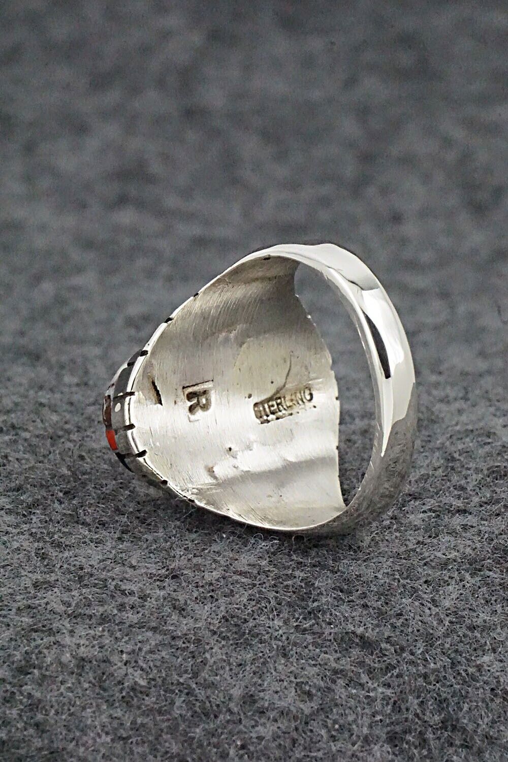 Wild Horse, Spiny Oyster, Onyx & Sterling Silver Ring - Trevor Jack - Size 11.5