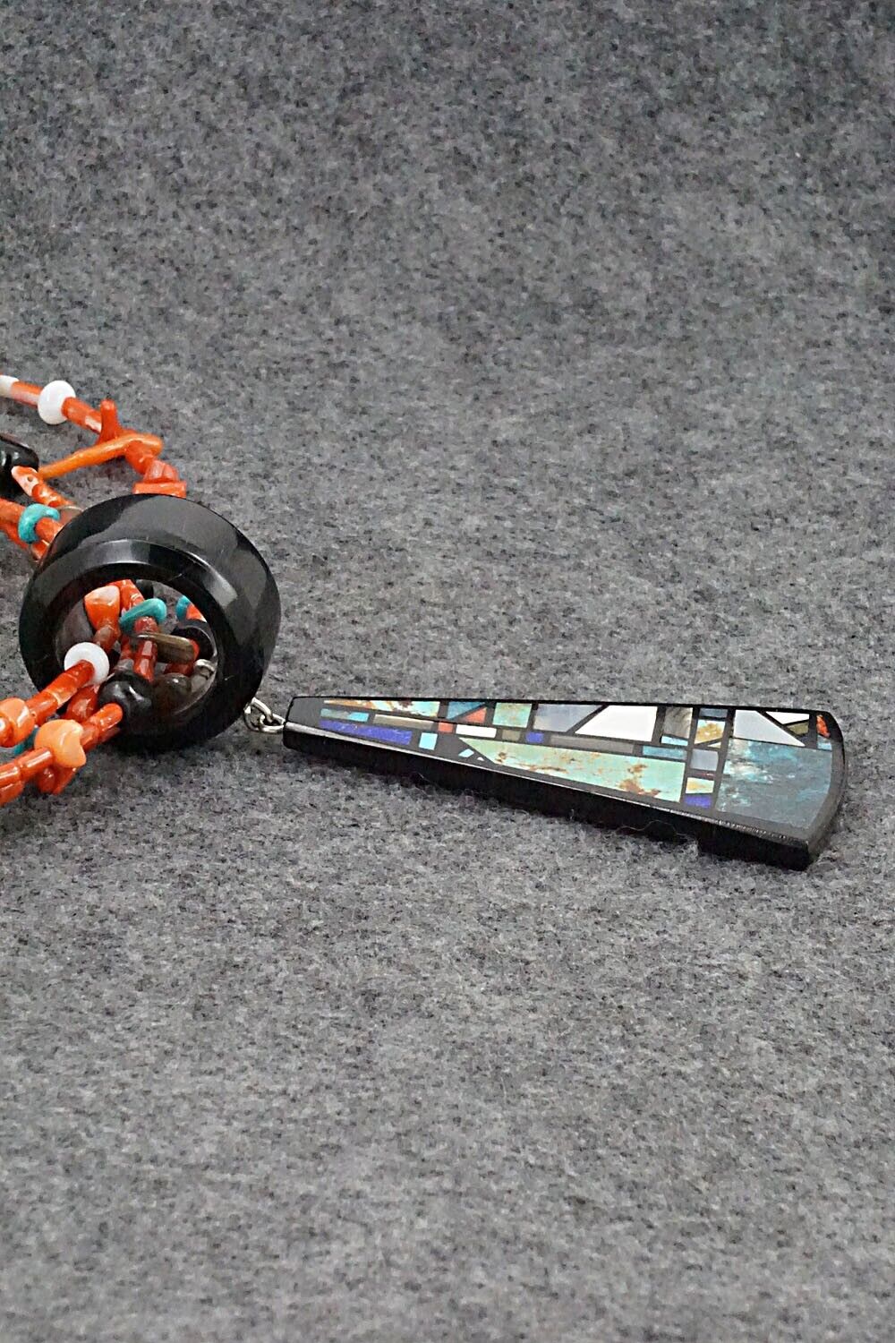 Coral, Multi-Stone Pendant & Sterling Silver Necklace - Chris Nieto