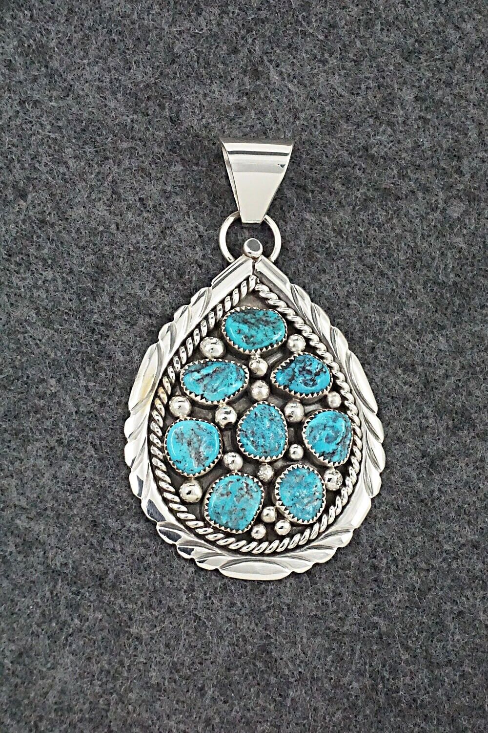 Turquoise & Sterling Silver Pendant - Chester Charley