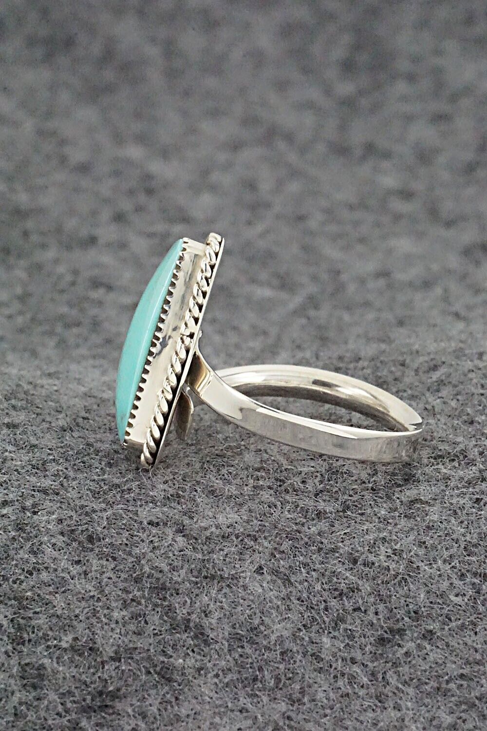Turquoise & Sterling Silver Ring - Sheena Jack - Size 8 (Adj.)