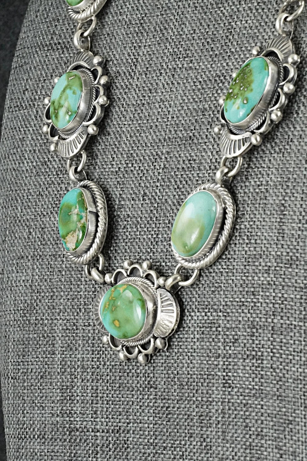Turquoise & Sterling Silver Necklace and Earrings Set - Bobby Johnson