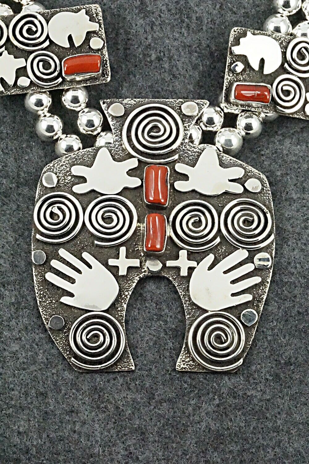 Coral & Sterling Silver Squash Blossom Set - Alex Sanchez