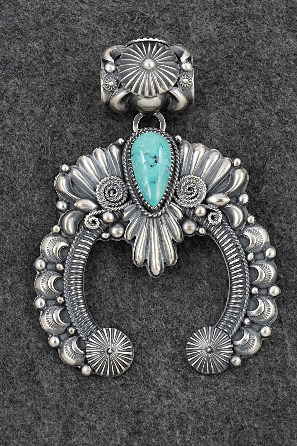 Turquoise & Sterling Silver Naja Pendant - Delbert Gordon
