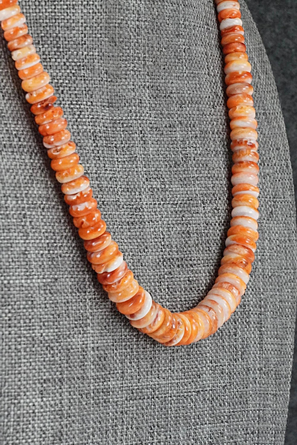 Spiny Oyster & Sterling Silver Necklace 17" - Doreen Jake