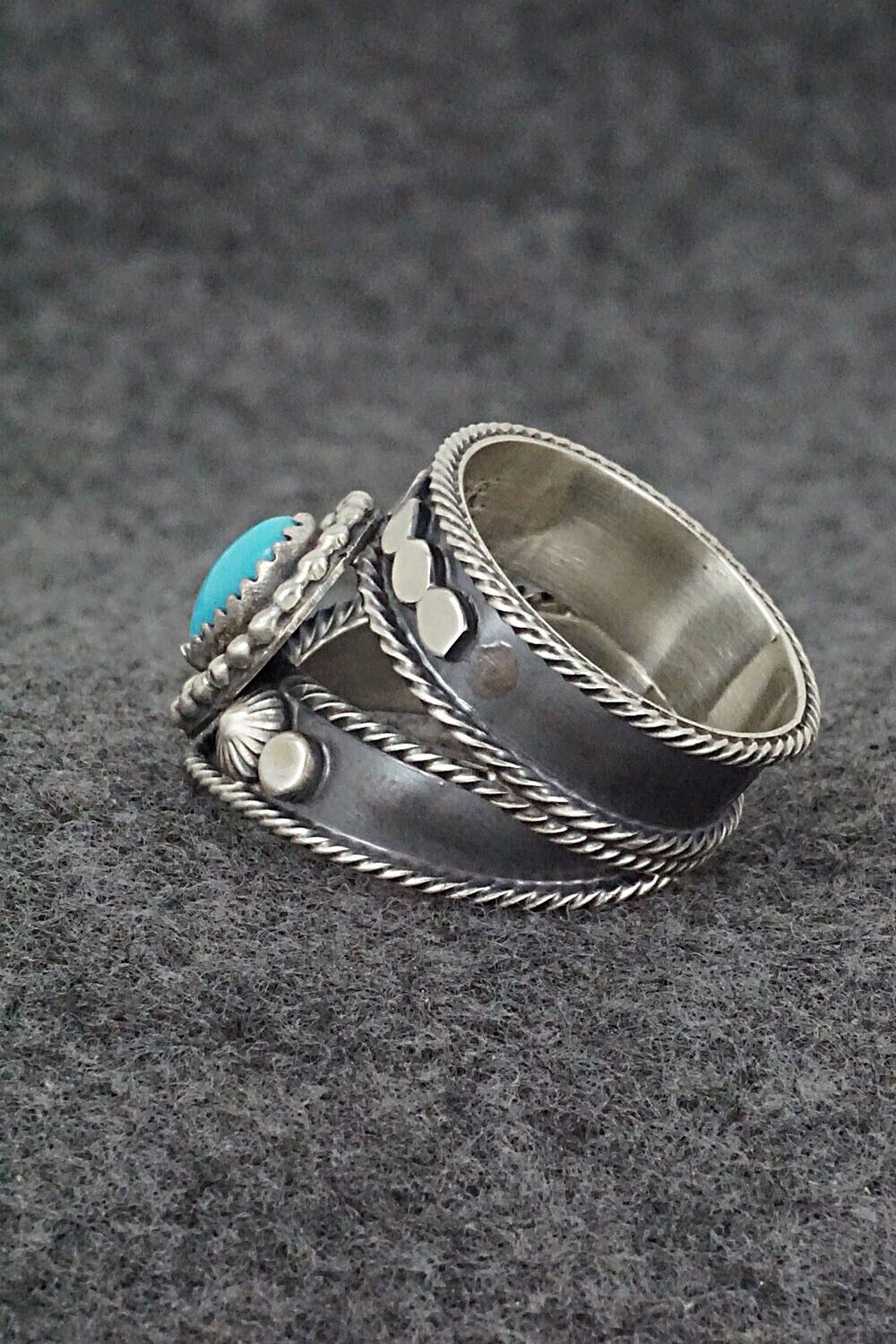 Turquoise & Sterling Silver Ring - Tom Lewis - Size 9.75