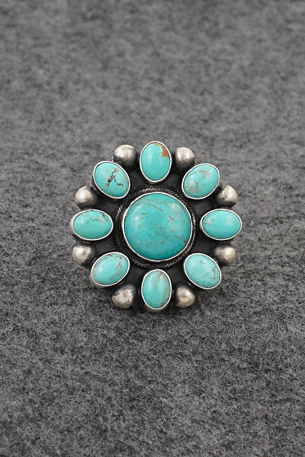 Turquoise & Sterling Silver Ring - Kathleen Livingston - Size Adjustable