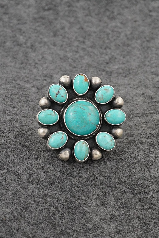 Turquoise & Sterling Silver Ring - Kathleen Livingston - Size Adjustable