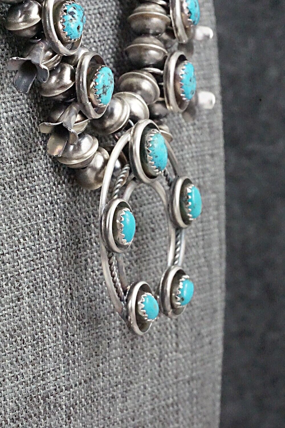 Turquoise & Sterling Silver Mini Squash Blossom Set - Phil Garcia