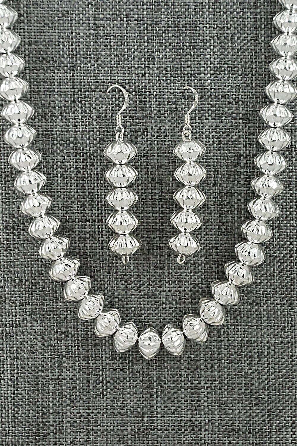 Sterling Silver Navajo Pearl Necklace & Earrings - Crystal Haley