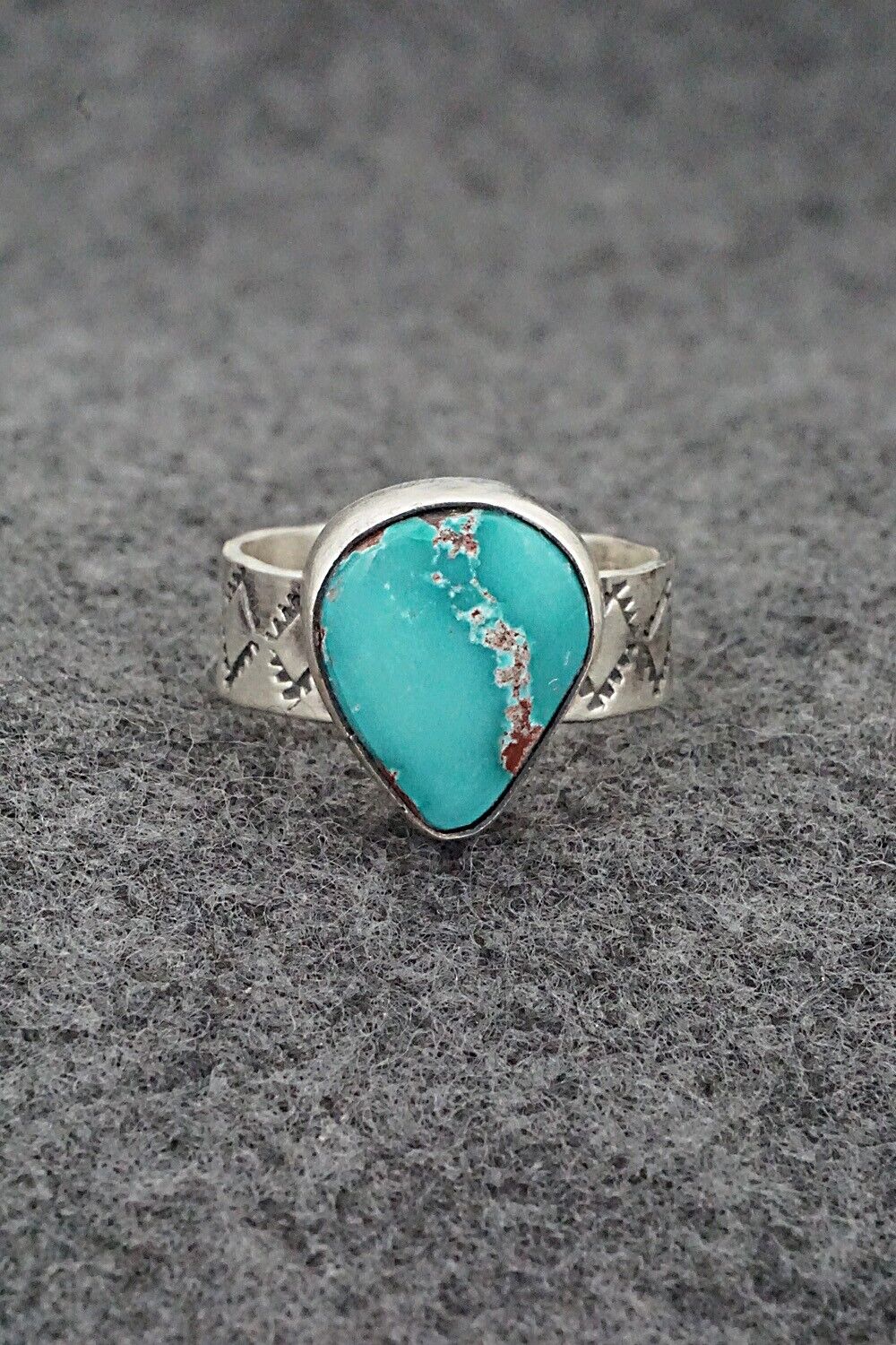 Turquoise & Sterling Silver Ring - Danny Henio - Size 8