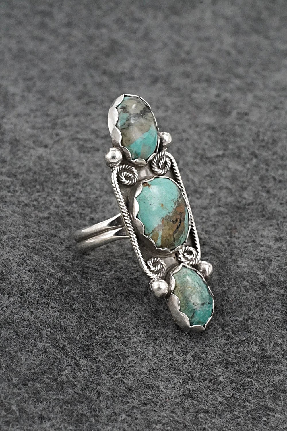 Turquoise & Sterling Silver Ring - Priscilla Reeder - Size 8.5