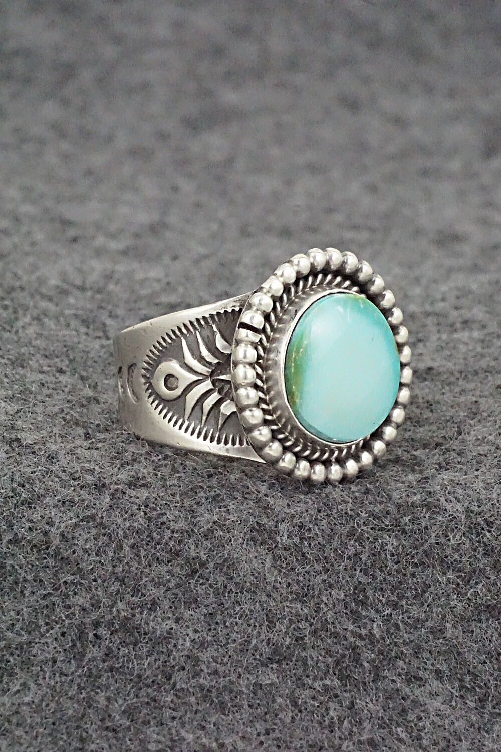 Turquoise & Sterling Silver Ring - Samuel Yellowhair - Size 8.5