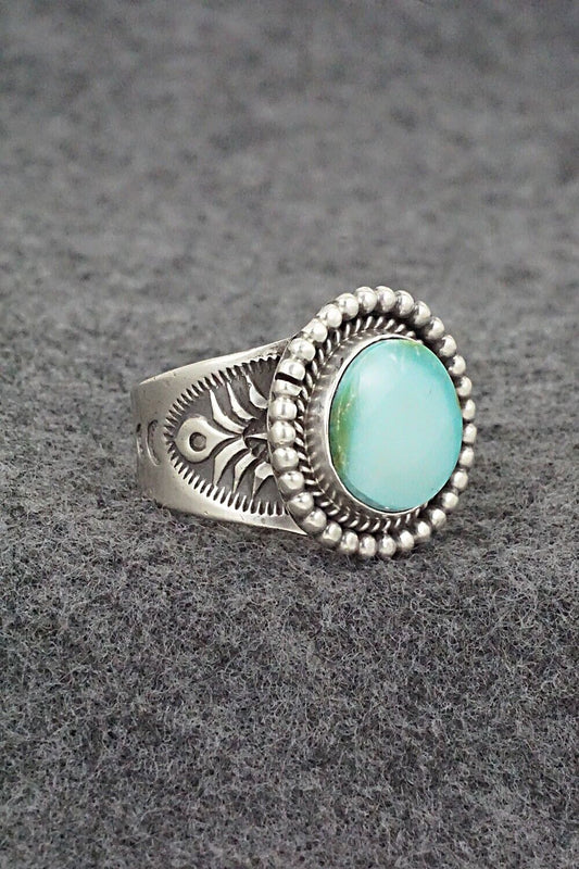 Turquoise & Sterling Silver Ring - Samuel Yellowhair - Size 8.5