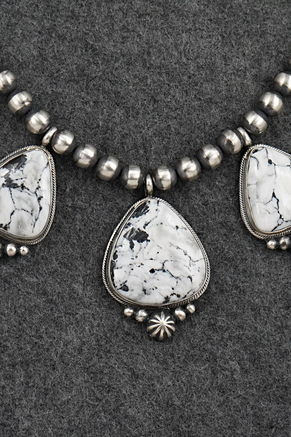 White Buffalo & Sterling Silver Necklace and Earrings Set - Darrin Livingston