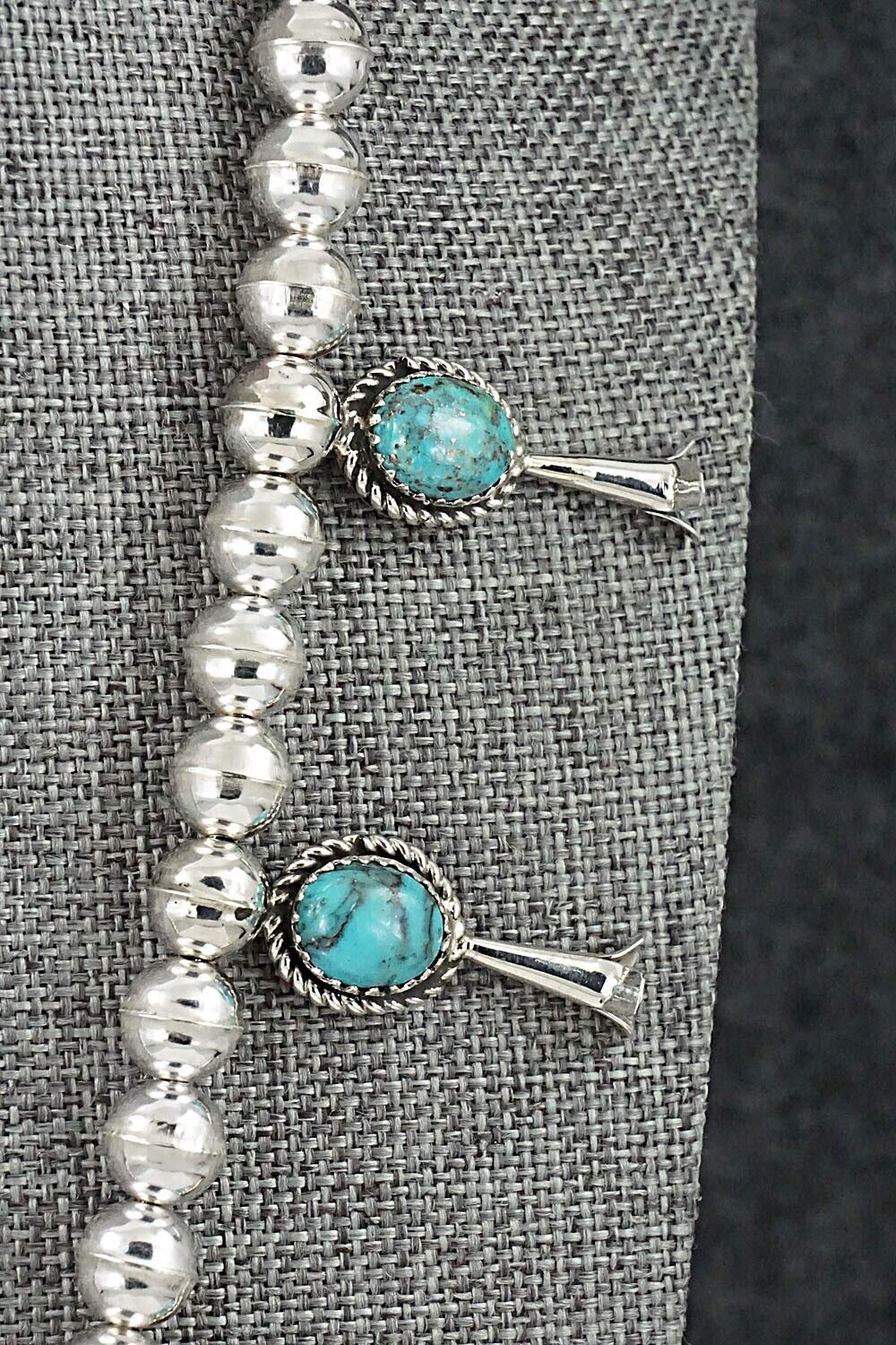 Turquoise & Sterling Silver Squash Blossom Necklace - Phil Garcia