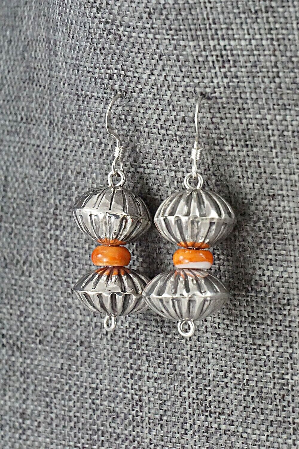 Spiny Oyster & Sterling Silver Navajo Pearl Earrings - Presley Haley