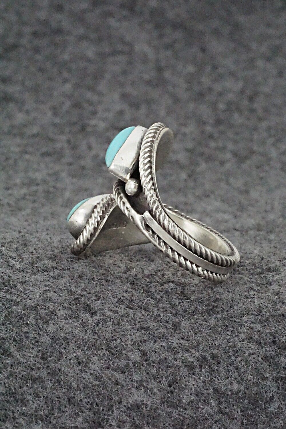 Turquoise & Sterling Silver Ring - Kenny Lonjose - Size 7.5