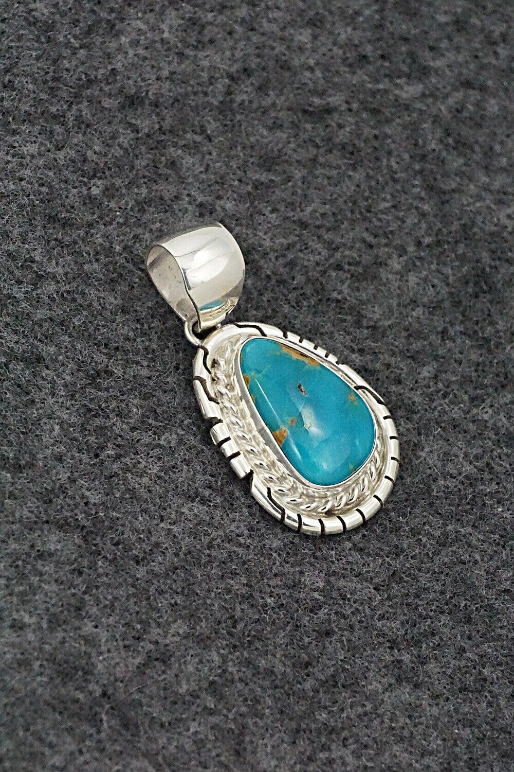 Turquoise & Sterling Silver Pendant - Johnny Frank