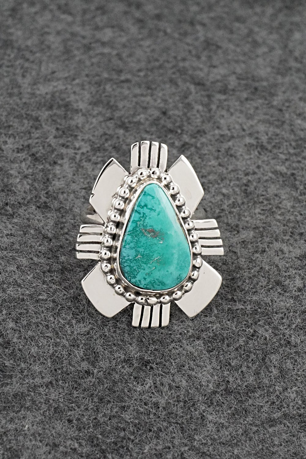 Turquoise & Sterling Silver Ring - Randy Billy - Size 8 Adj.