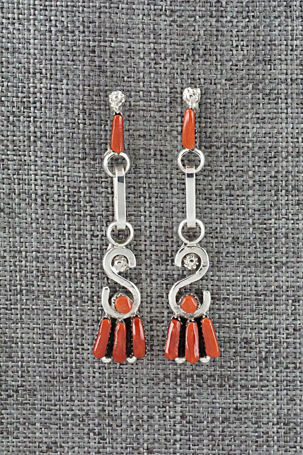 Coral & Sterling Silver Earrings - Carlene Hattie