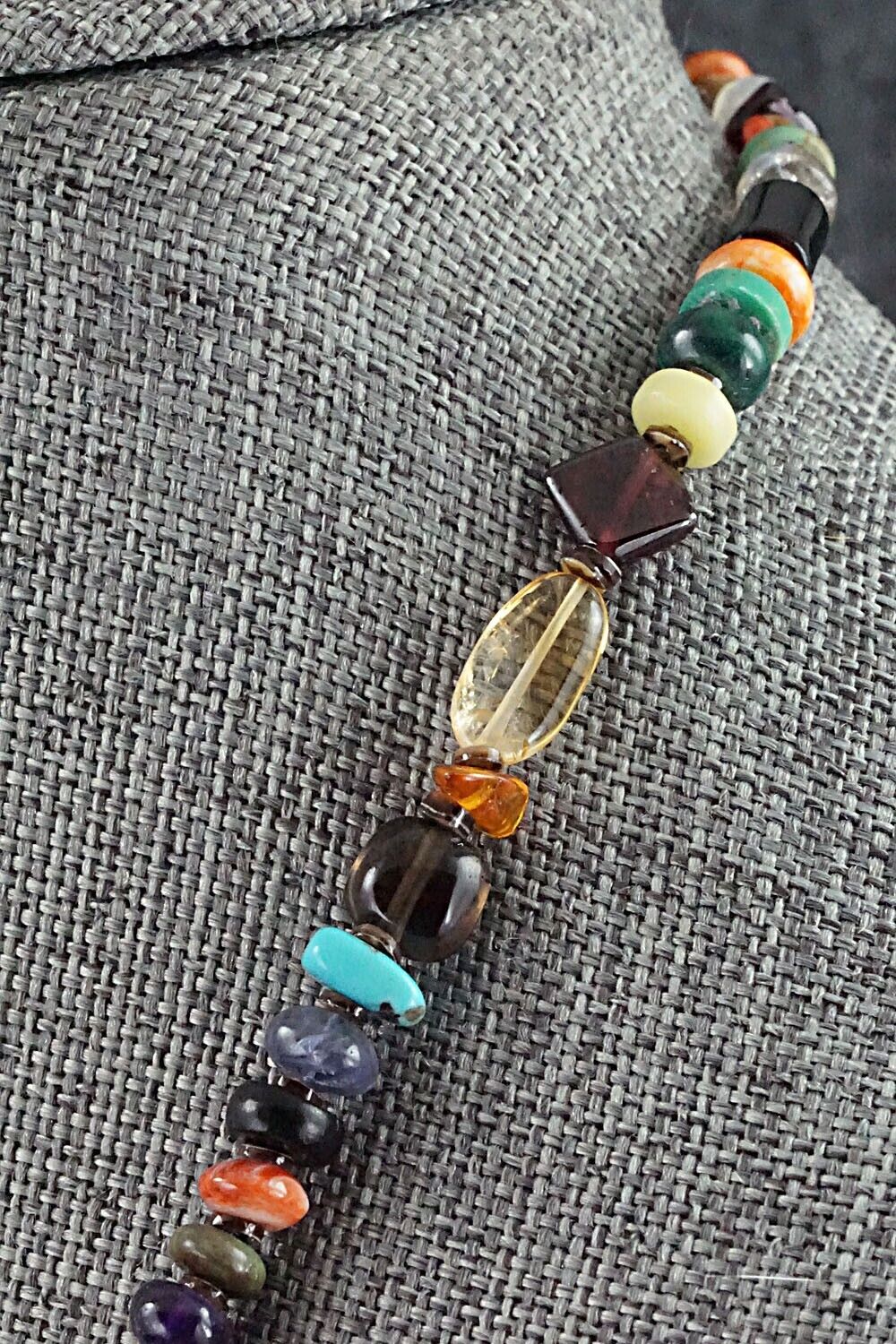 Multi Stone and Sterling Silver Necklace - Marcella Teller