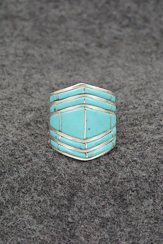 Turquoise & Sterling Silver Ring - Andrew Enrico - Size 8
