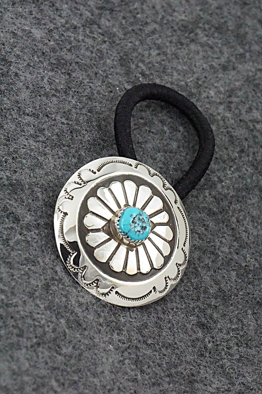 Turquoise & Sterling Silver Hair Tie - Jolene Begay