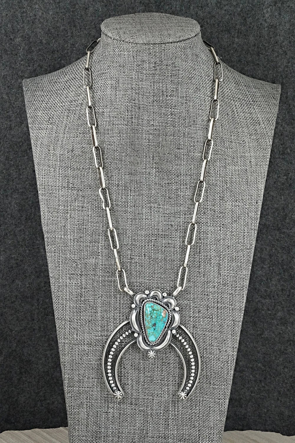 Turquoise & Sterling Silver Necklace - Raymond Delgarito