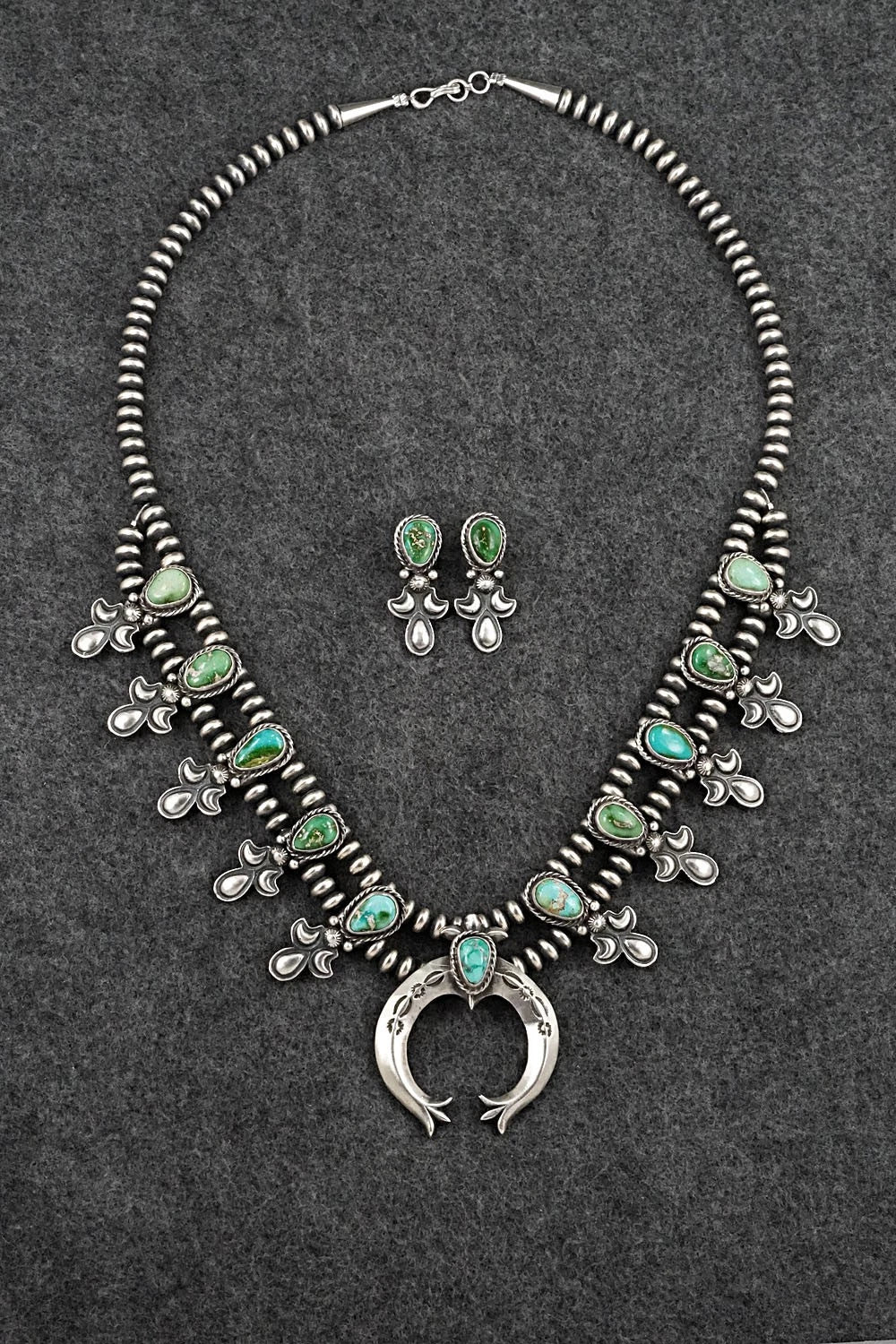 Turquoise & Sterling Silver Squash Blossom Set - Adrienne Gordon