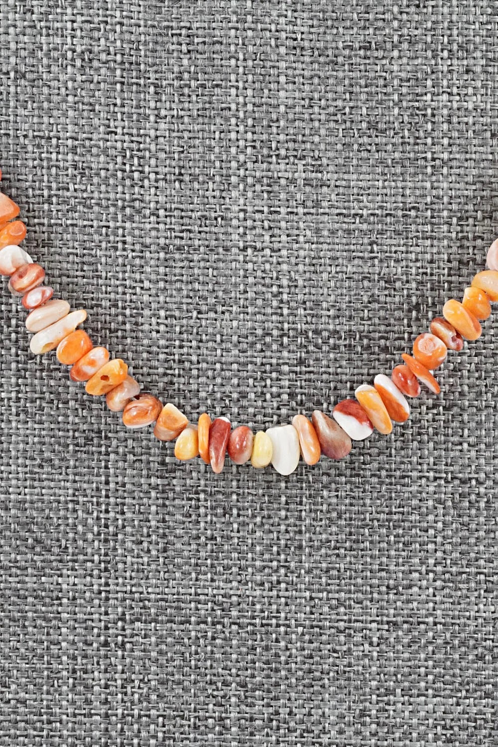 Turquoise, Spiny Oyster & Sterling Silver Necklace 17" - Doreen Jake