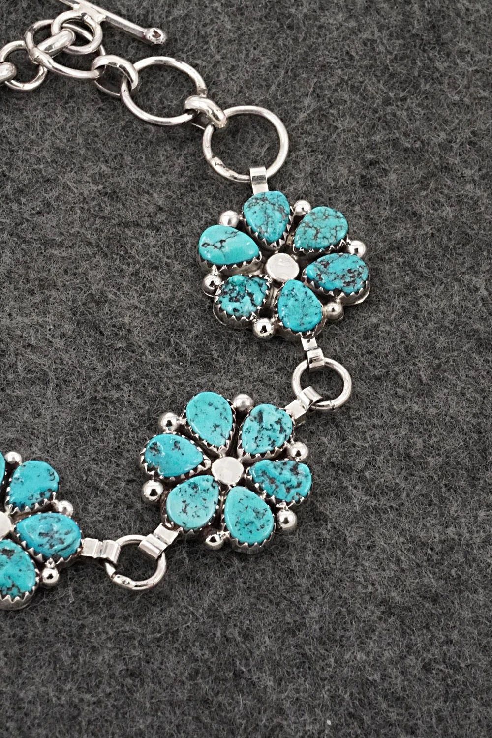Turquoise & Sterling Silver Link Bracelet - Anthony Brown