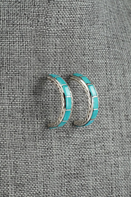 Turquoise & Sterling Silver Earrings - Malcolm Chavez