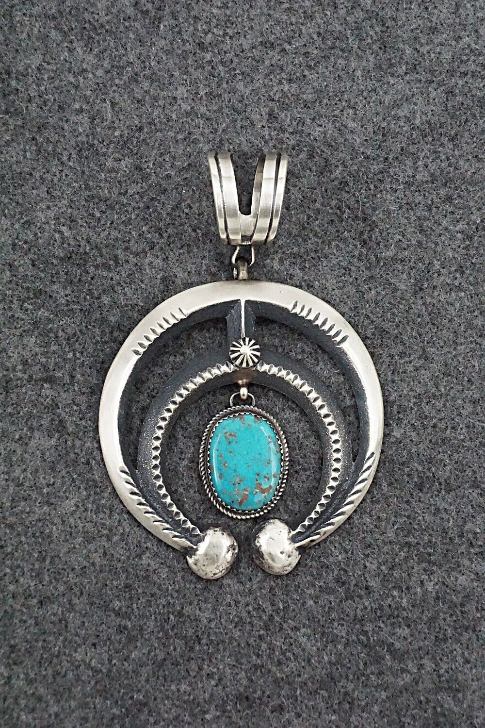 Turquoise & Sterling Silver Pendant - Martha Cayatineto