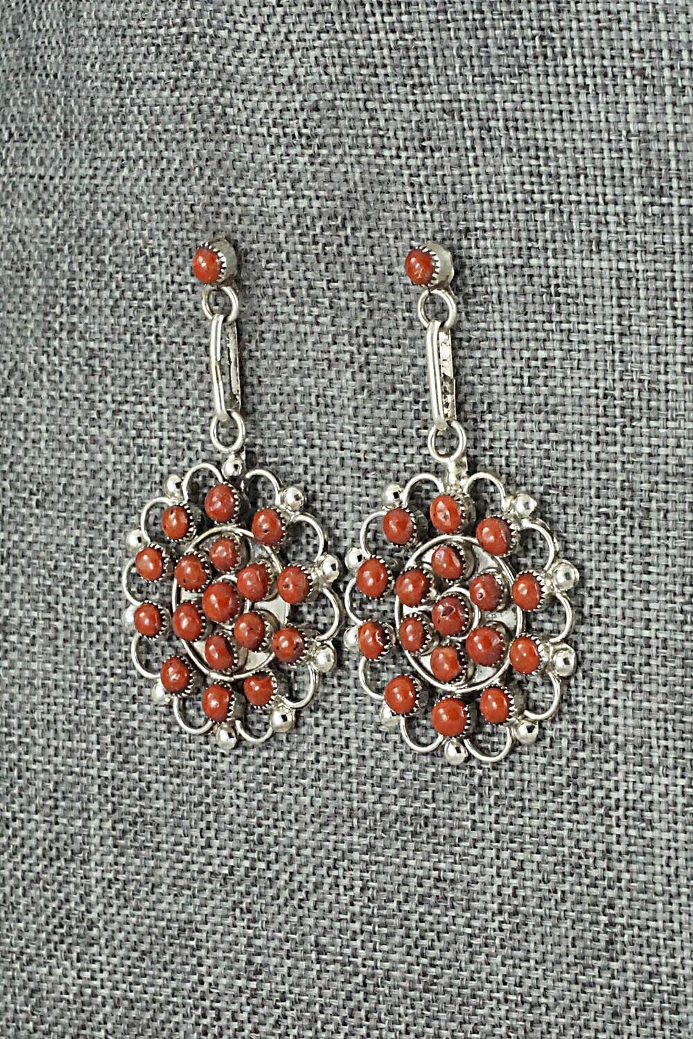 Coral & Sterling Silver Earrings - Yvette Kaamasee