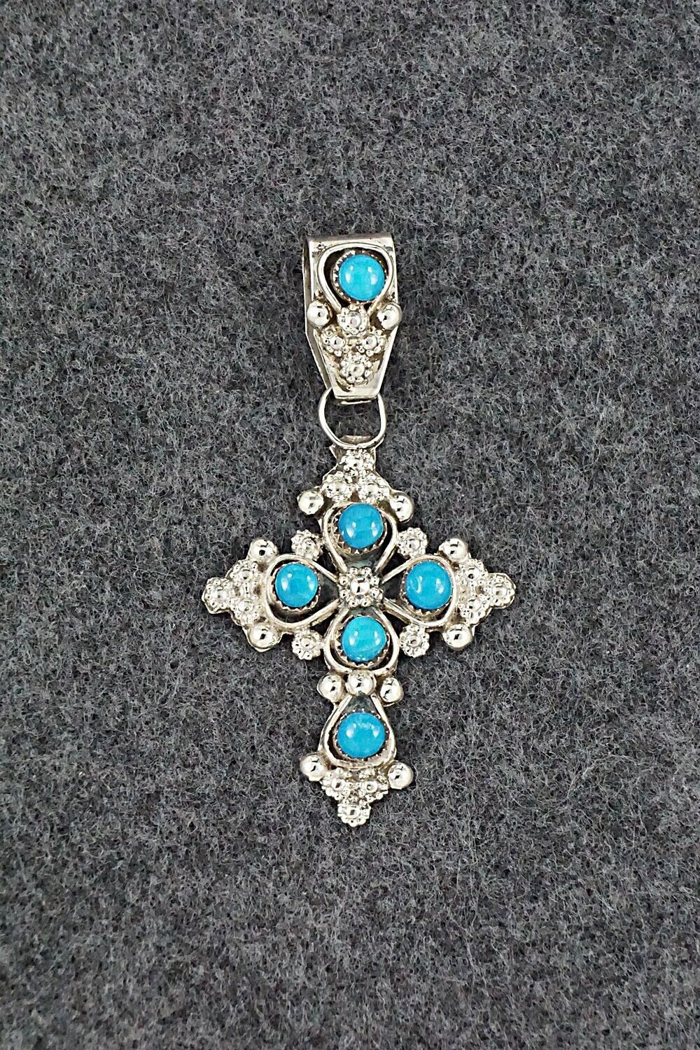 Turquoise and Sterling Silver Pendant - Verdie Booqua