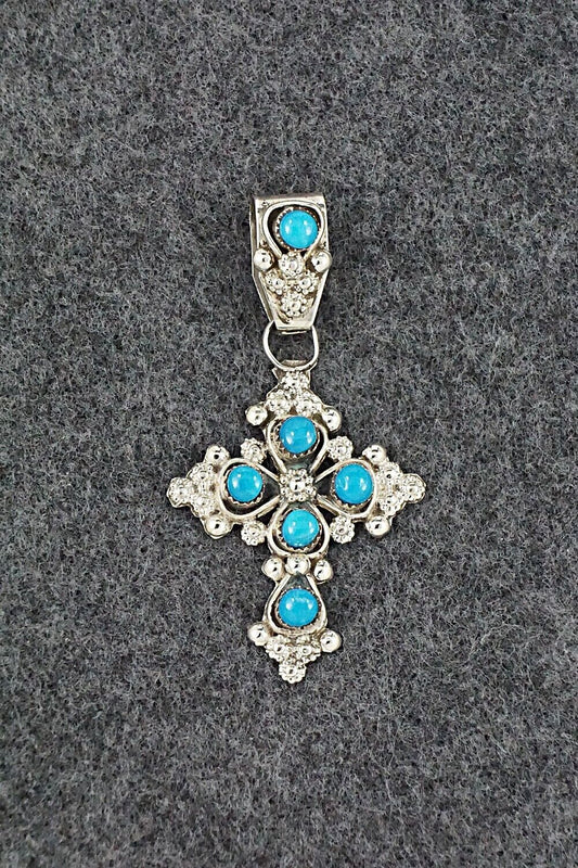 Turquoise and Sterling Silver Pendant - Verdie Booqua