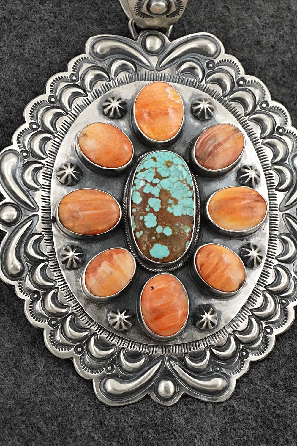 Turquoise, Spiny Oyster & Sterling Silver Pendant - Randy Boyd