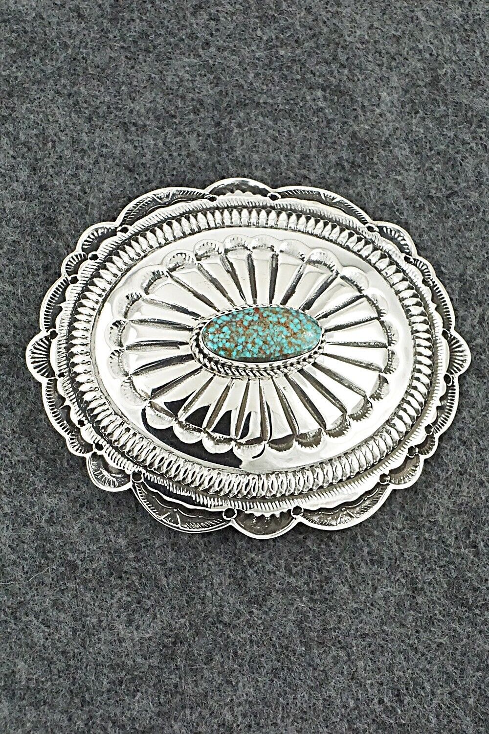 Turquoise & Sterling Silver Belt Buckle - Leonard Maloney
