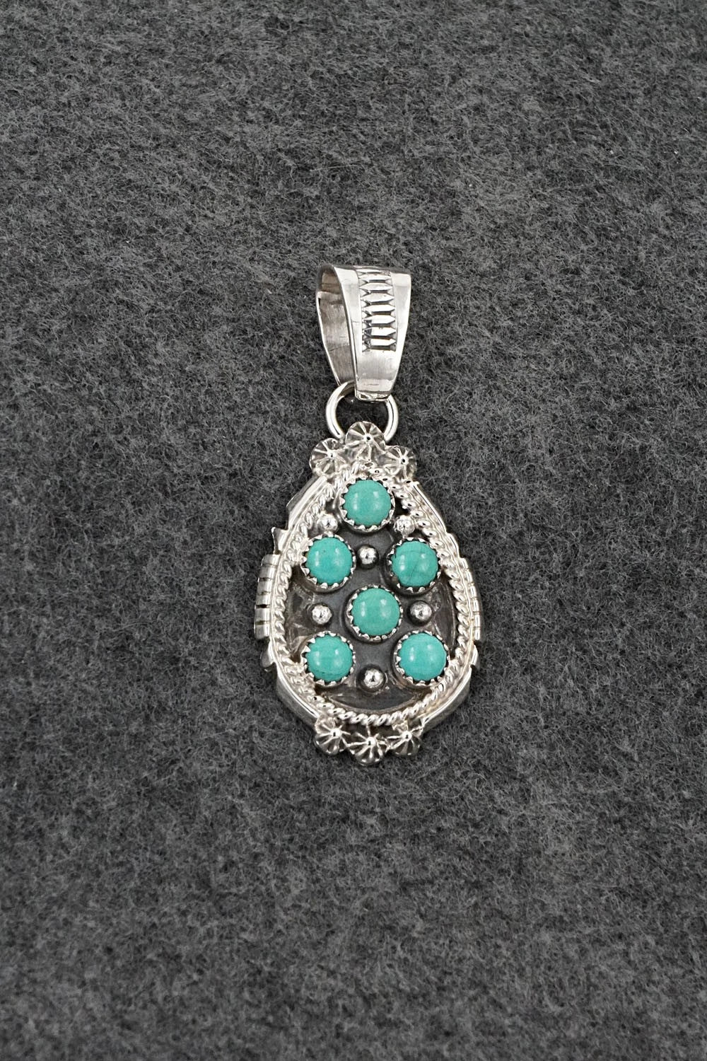 Turquoise & Sterling Silver Pendant - Kenny Lonjose