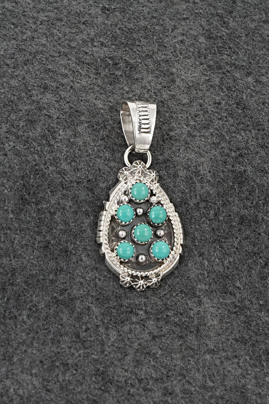 Turquoise & Sterling Silver Pendant - Kenny Lonjose